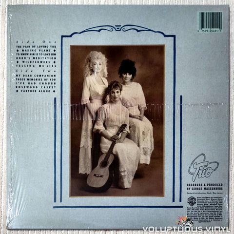 Dolly Parton, Linda Ronstadt & Emmylou Harris ‎– Trio - Vinyl Record - Back Cover