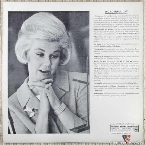 Doris Day – Wonderful Day vinyl record back cover