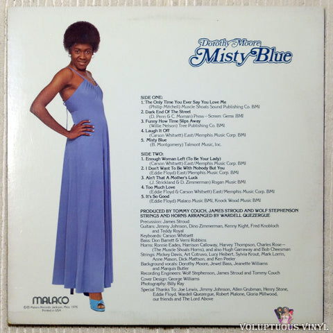 Dorothy Moore – Misty Blue vinyl record back cover