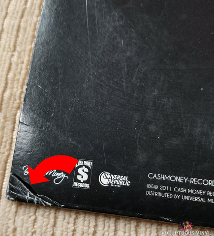 Drake ‎– Take Care vinyl record back cover bottom left corner