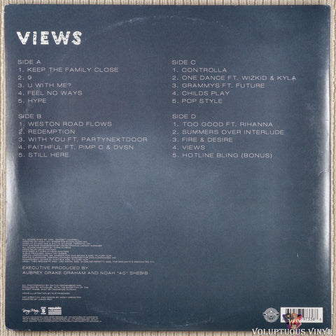 Drake ‎– Views vinyl record back cover