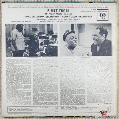 Duke Ellington And Count Basie ‎– First Time! The Count Meets The Duke vinyl record back cover