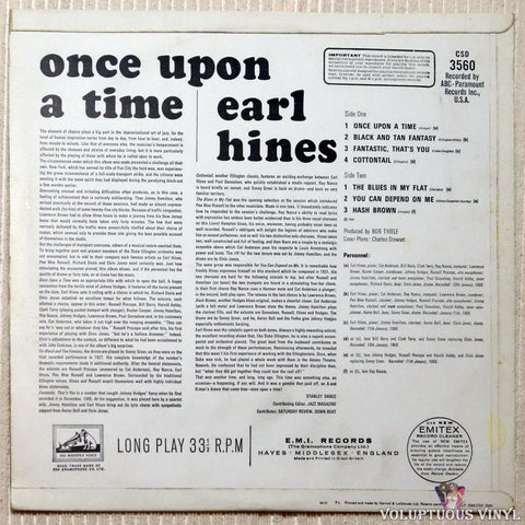 Earl Hines ‎– Once Upon A Time vinyl record back cover