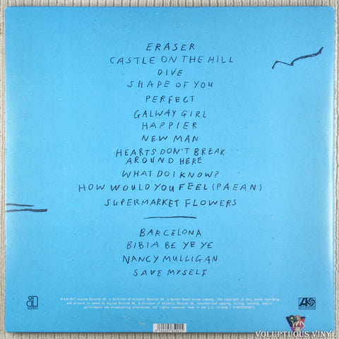 Ed Sheeran ‎– ÷ (Divide) vinyl record back cover