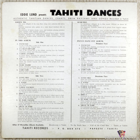 Eddie Lund ‎– Tahiti Dances vinyl record back cover