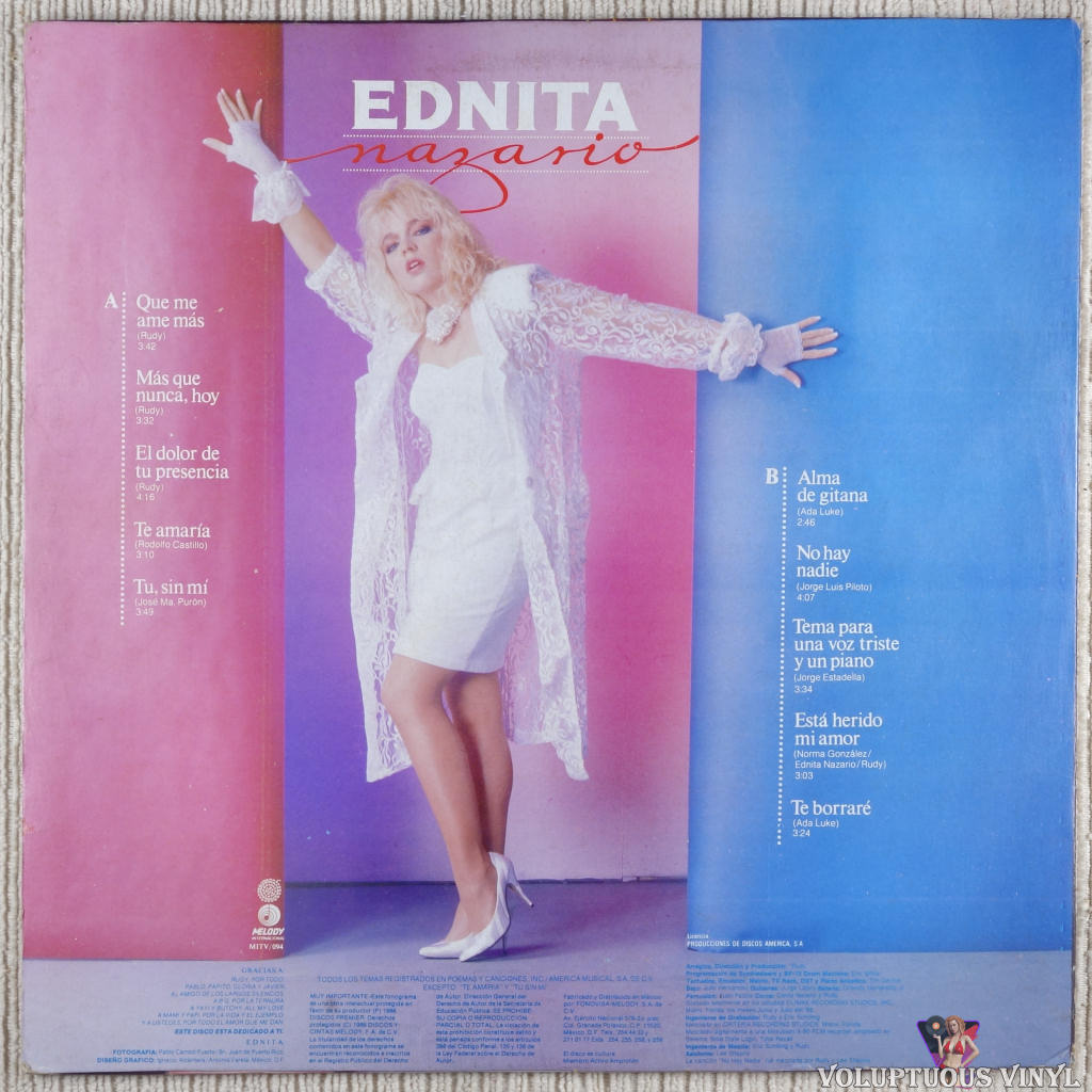 Ednita Nazario ‎– Tu, Sin Mi (1986) Mexican Press