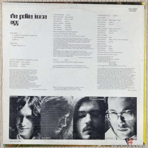 Egg ‎– The Polite Force vinyl record back cover