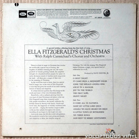Ella Fitzgerald ‎– Ella Fitzgerald's Christmas vinyl record back cover