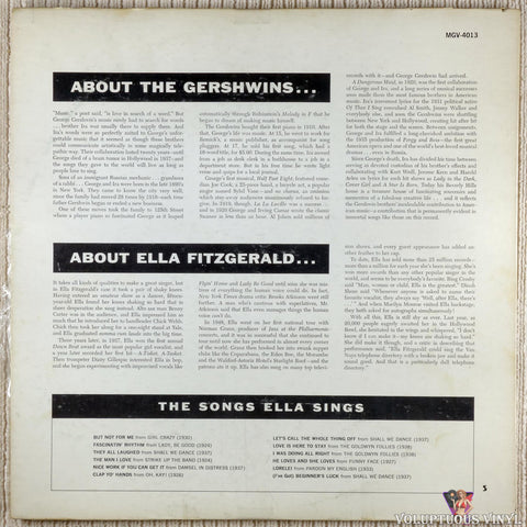 Ella Fitzgerald With Nelson Riddle And His Orchestra ‎– Ella Fitzgerald Sings The Gershwin Song Book Vol. 1 vinyl record back cover