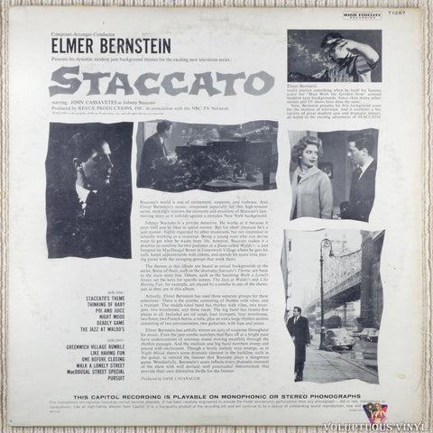 Elmer Bernstein – Staccato vinyl record back cover