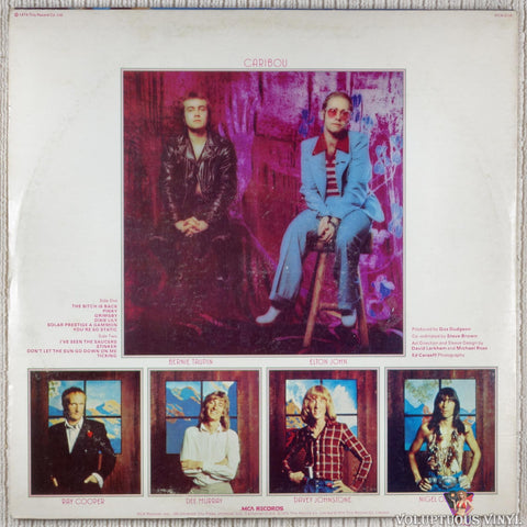 Elton John ‎– Caribou vinyl record back cover