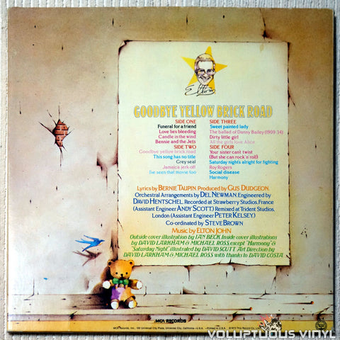 Elton John ‎– Goodbye Yellow Brick Road vinyl record back cover