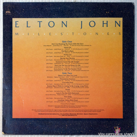 Elton John ‎– Milestones vinyl record back cover