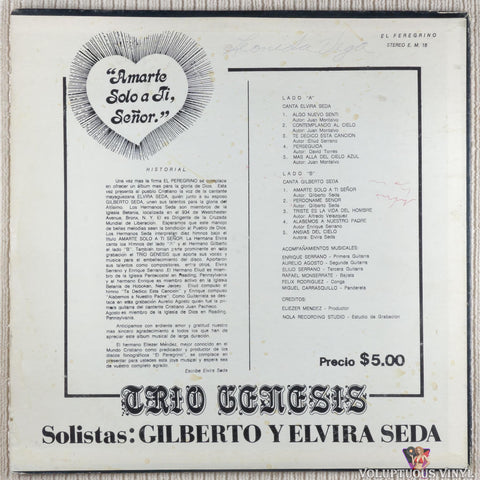 Elvira Seda Y Gilberto Seda Con El Trio Genesis – Amarte Solo A Ti, Señor vinyl record back cover