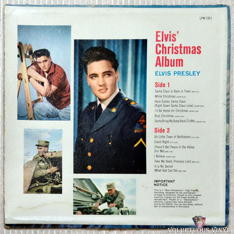 Elvis Presley ‎– Elvis' Christmas Album vinyl record back cover
