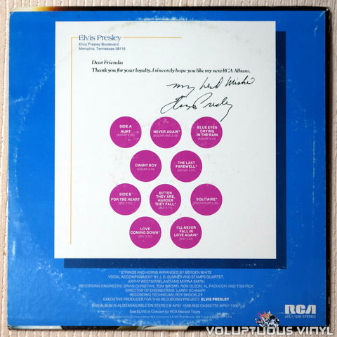 Elvis Presley ‎– From Elvis Presley Boulevard, Memphis, Tennessee vinyl record back cover