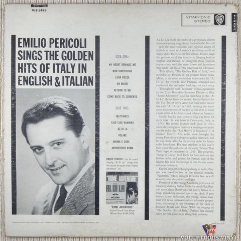 Emilio Pericoli ‎– The Golden Hits Of Italy vinyl record back cover