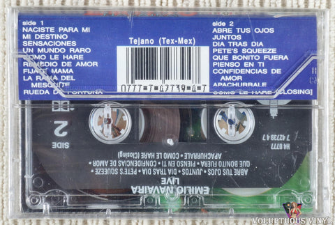 Emilio Navaira – Live! cassette tape back cover