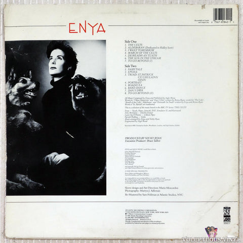 Enya ‎– Enya vinyl record back cover