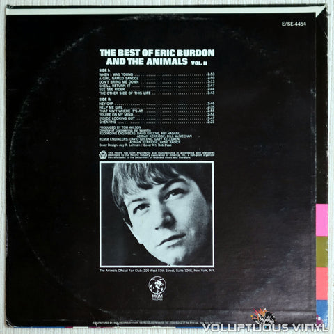 Eric Burdon And The Animals ‎– The Best Of Eric Burdon And The Animals Vol. II - Vinyl Record - Back Cover