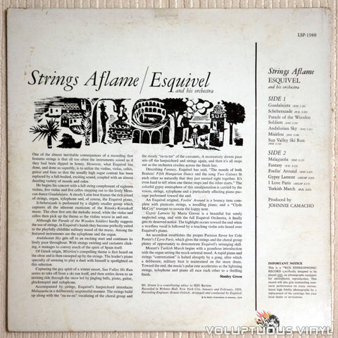 Esquivel And His Orchestra ‎– Strings Aflame - Vinyl Record - Back Cover