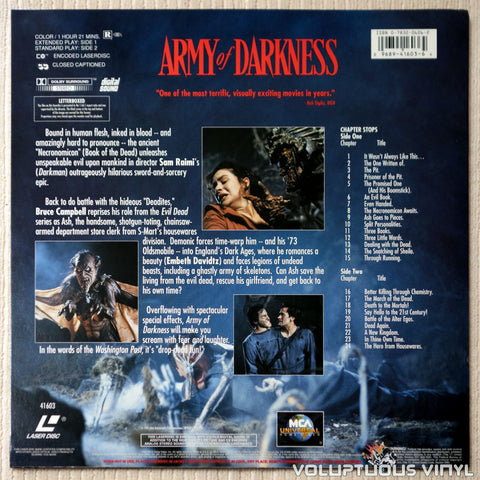 Evil Dead 3: Army of Darkness - LaserDisc - Back Cover