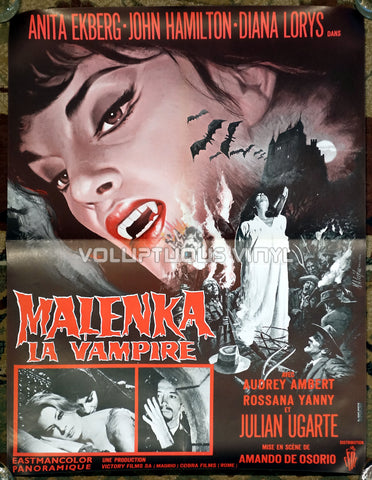 Fangs of the Living Dead [Malenka La Vampire] (1969) - French Affiche - Anita Ekberg Vampire Poster