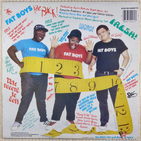 Fat Boys ‎– The Fat Boys Are Back vinyl record back cover