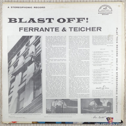 Ferrante & Teicher ‎– Blast Off! vinyl record back cover