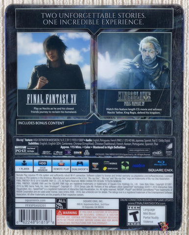 Final Fantasy XV (Deluxe Edition) PS4 steelbook slip cover back