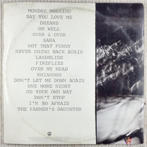 Fleetwood Mac – Fleetwood Mac Live vinyl record back cover