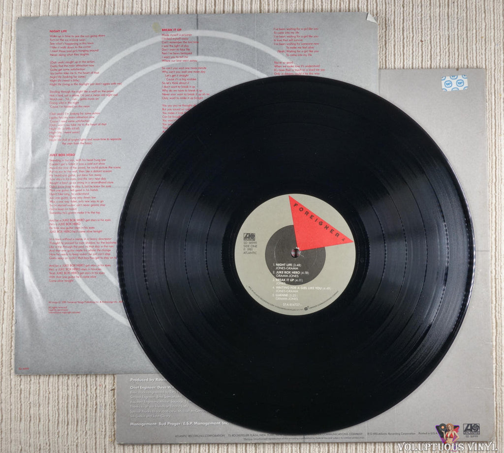 Foreigner ‎– 4 (1981) Vinyl, LP, Album – Voluptuous Vinyl Records