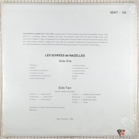 Francis Poulenc, Paul Karadyi – Les Soirees De Nazelles vinyl record back cover