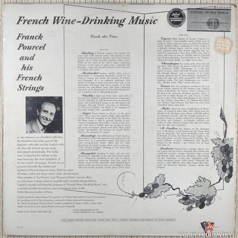 Franck Pourcel And His French Strings ‎– French Wine-Drinking Music vinyl record back cover