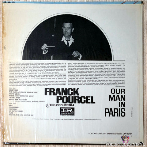 Franck Pourcel And His Orchestra ‎– Our Man In Paris vinyl record back cover