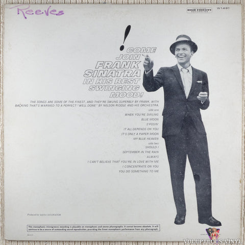 Frank Sinatra ‎– Sinatra's Swingin' Session!!! vinyl record back cover