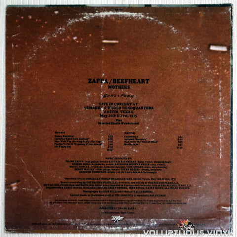 Frank Zappa / Captain Beefheart / The Mothers ‎– Bongo Fury - Vinyl Record - Back Cover