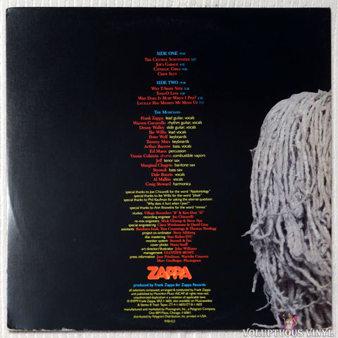 Frank Zappa ‎– Joe's Garage Act I vinyl record back cover