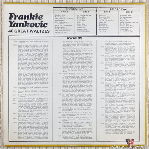 Frankie Yankovic – 40 Great Waltzes vinyl record back  cover