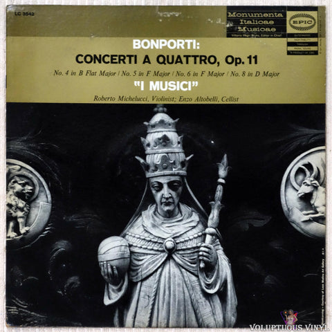Fransesco-Antonio Bonporti, I Musici ‎– Concerti A Quattro, Op.11 vinyl record front cover
