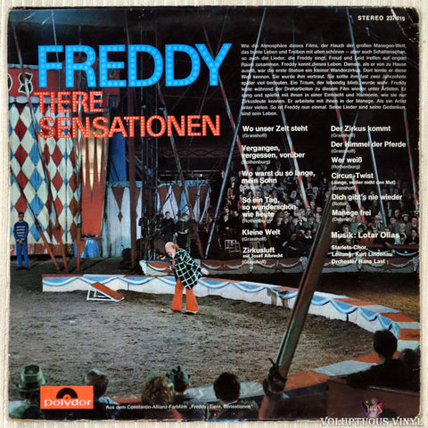 Freddy Quinn ‎– Freddy Tiere Sensationen vinyl record back cover