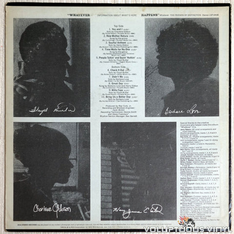 The Friends Of Distinction ‎– Whatever - Vinyl Record - Back Cover