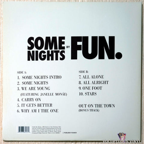 Fun. ‎– Some Nights vinyl record back cover