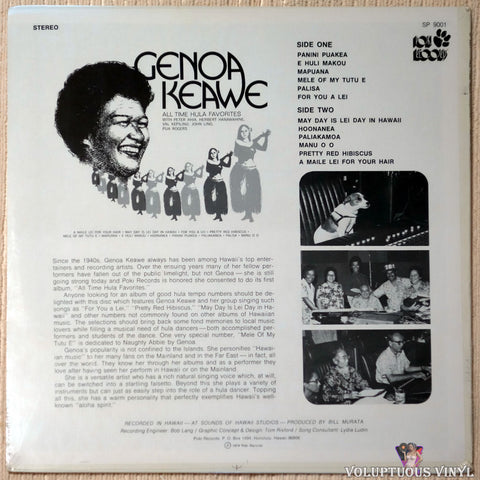 Genoa Keawe ‎– All Time Hula Favorites vinyl record back cover