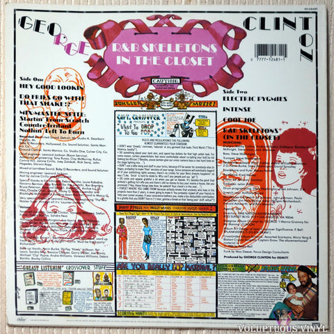 George Clinton ‎– R&B Skeletons In The Closet vinyl record back cover