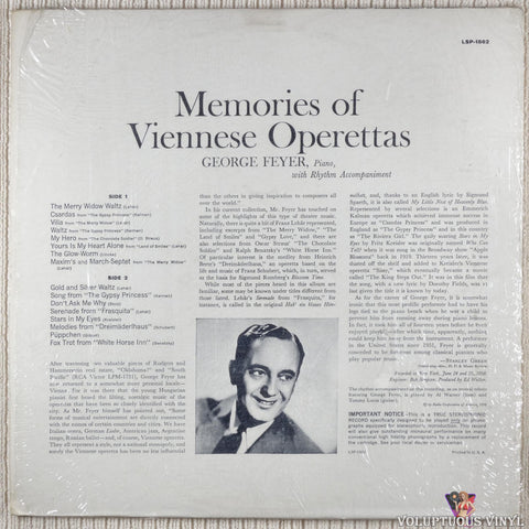 George Feyer ‎– Memories Of Viennese Operettas vinyl record back cover