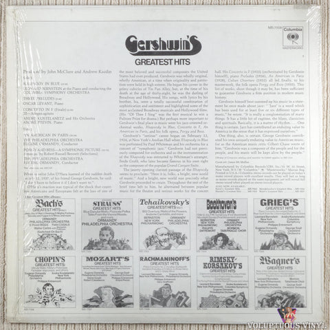 George Gershwin – Gershwin's Greatest Hits vinyl record back cover