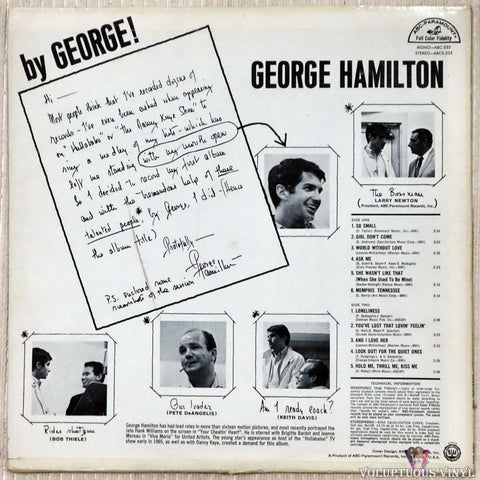 George Hamilton ‎– By George! vinyl record back cover