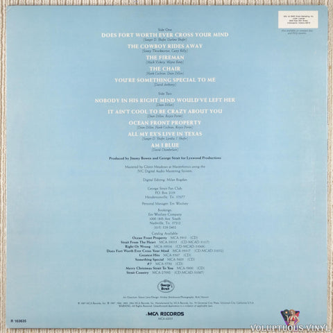 George Strait – Greatest Hits Volume Two vinyl record back cover