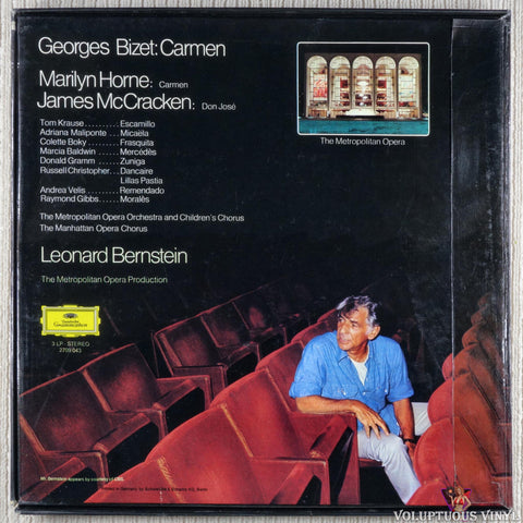 Georges Bizet / Marilyn Horne / James McCracken / Leonard Bernstein / The Metropolitan Opera Orchestra And Chorus – Carmen vinyl record back cover
